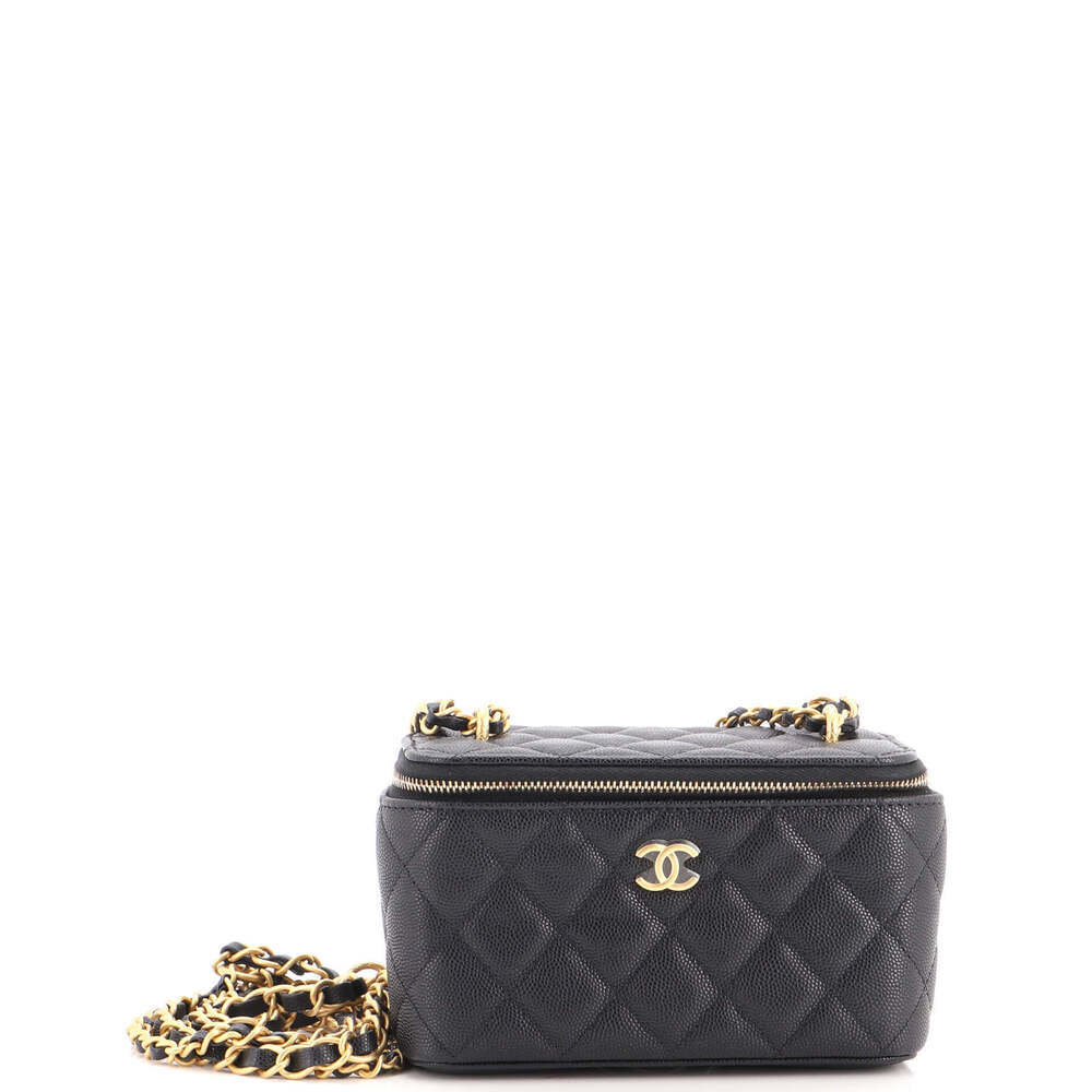 Chanel Small Classic Vanity Case with Chain Quilted Caviar